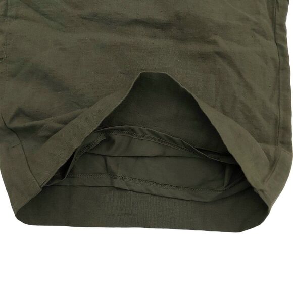 American Eagle Crop Wide Leg Pants Womens Small Green Pull-On Linen Blend - Picture 11 of 13